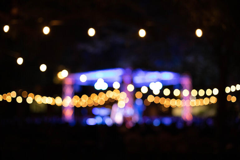 Outdoor stage at night