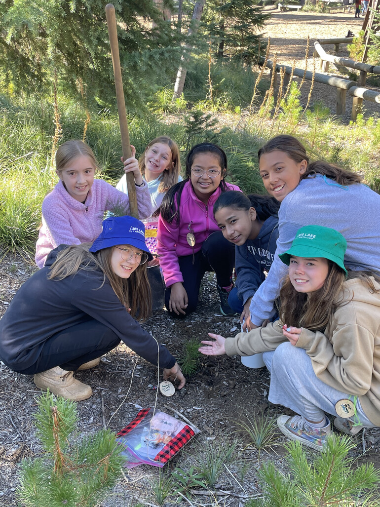 students planting a tree