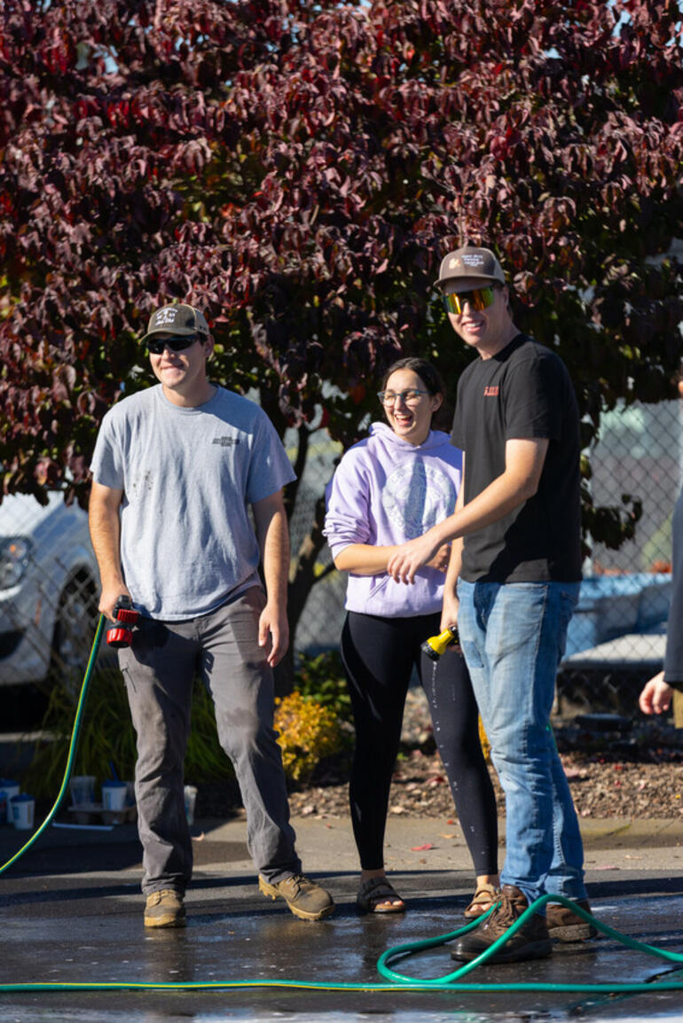 Students washing cars.