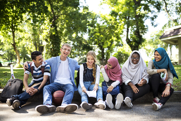 A group of diverse teenagers