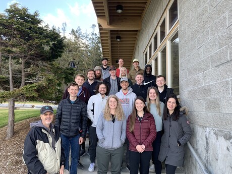Walla Walla University seniors gather for group photo during their trip.
