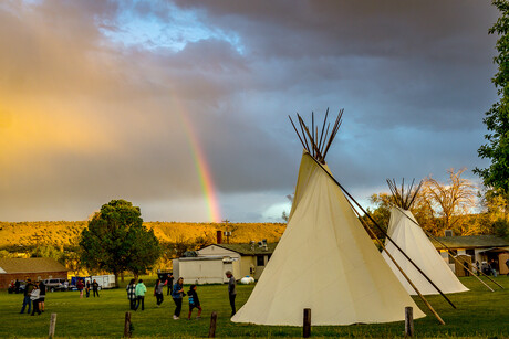 Tipis with rainbow
