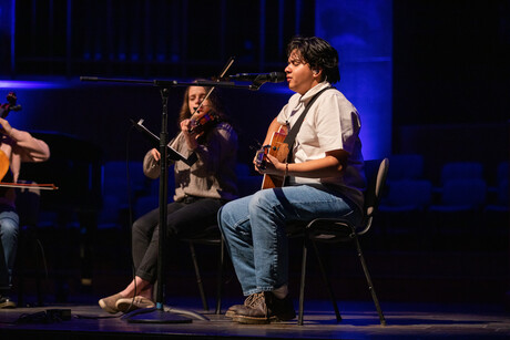 Student musicians in church