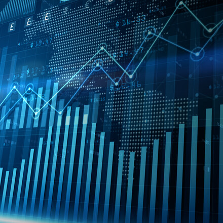 A display of financial charts and graphs.