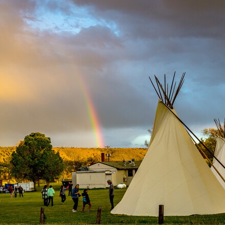 Tipis with rainbow