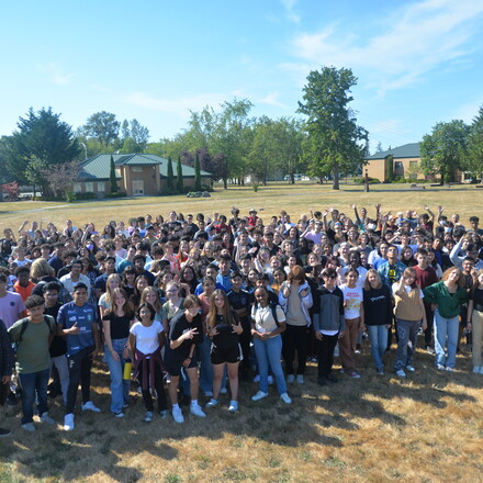 Auburn Adventist Academy students in the center campus field