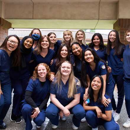 Group photo of sixteen nursing students